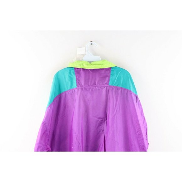 Vintage 80s Columbia Mens XL Distressed Spell Out Color Block Windbreaker Jacket - Picture 11 of 12